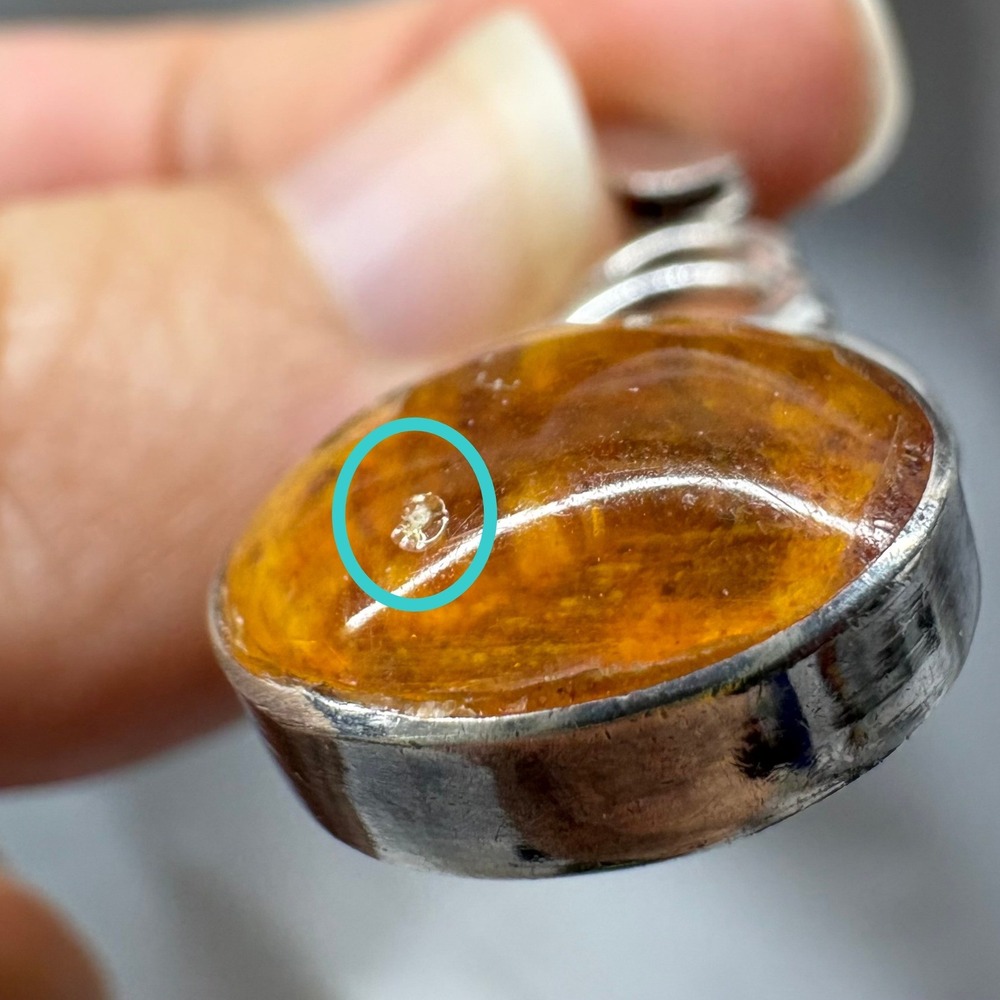 Unbranded Amber Pendant Unisex OS Orange Fair 925 Sterling Silver Geometric - Picture 6 of 9